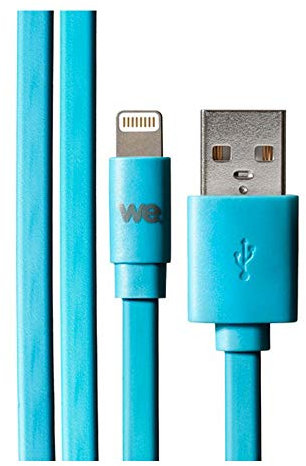 WE Câble Plat en Silicone USB vers Lightning 1m Compatible avec iPhone Se 2020 11 Pro Max XR X XS Max 8 Plus 7 Plus 6S Plus 6 5S 5 iPad - Bleu