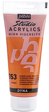 Pébéo 832-353 - Studio Acrylics Fine Acrylic - Acrylic Paint - Iridescent Acrylic - Iridescent Orange-Yellow, 100 ml