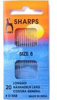 Pony Hand Sewing Needles Sharps: Size 8, Multi-Colour, 8