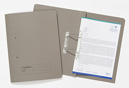 Exacompta - Ref 346-GRYZ - Guildhall - Document Spiral Files, 285gsm Medium Weight Spring Manilla, 355x250mm, Metal Spring Mechanism, Blue Angel Certified - Grey, Pack of 25
