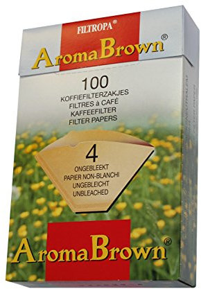 Filtropa Unbleached Disposable Coffee Filter Cone, Number 4-Size Filter, Brews 8 to 12-Cups, Box of 100 by Filtropa