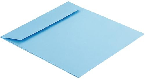 100 Stück, Farbige Briefumschläge, 160 x 160 mm, Haftklebung mit Abziehstreifen, Gerade Klappe, 130 g/qm Colorista, Ohne Fenster, Blau (Hellblau), Blanke Briefhüllen