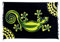 Kascha Sarong Pareo Wickelrock Strandtuch Tuch Wickeltuch Handtuch - Blickdicht - ca. 170cm x 110cm - Schwarz Gelb Grün mit Gecko Motiv Handgefertigt inkl. Kokos Schnalle in Rauteform