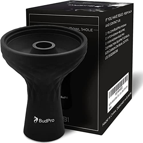 BudPro Bol à narguilé – Type silicone avec 1 trou – Parfait avec HMD – Bol à narguilé noir – Changement droit pour bols en argile et en céramique