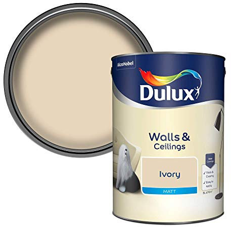 Dulux Matt Emulsion Paint For Walls And Ceilings - Ivory 5 Litres