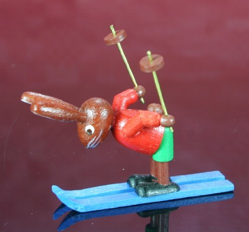 Skifahrer Abfahrt 4,5 cm Osterhasen Osterdeko Erzgebirge NEU