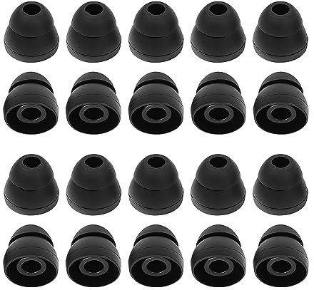 In Ear Earphone Black 5mm Dia Silicone Double Flange Earbud Tips 20Pcs