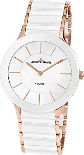 JACQUES LEMANS Damenuhr Dublin Edelstahlband massiv Edelstahl ip-rosé 1-1856D