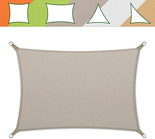 casa pura Sonnensegel 3 x 5 m, Grau - inkl. Befestigungsmaterial - Rechteck - Reißfestes Polyester-Gewebe - Wasserabweisend imprägniert - Sonnenschutz