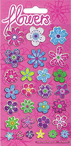 Paper Projects 01.70.04.027 Pretty Flowers Glitzernde wiederverwendbare Aufkleber, 19,5 cm x 9,5 cm