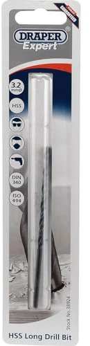 Draper 38924 Expert HSS Extra Long Drill Bit, 3.2mm Ø x 100mm