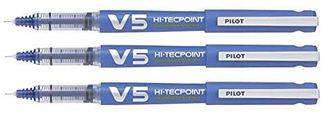 Pilot Tintenroller, nachfüllbar, V5, flüssige Tinte, Blau, Begreen, feine Spitze, 3 Stück
