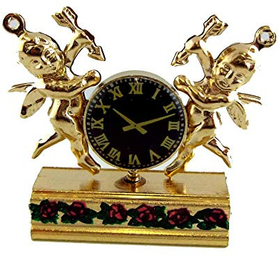 Melody Jane Puppenhaus Miniatur Kaminsims Ornamental Twin Cherub Uhr