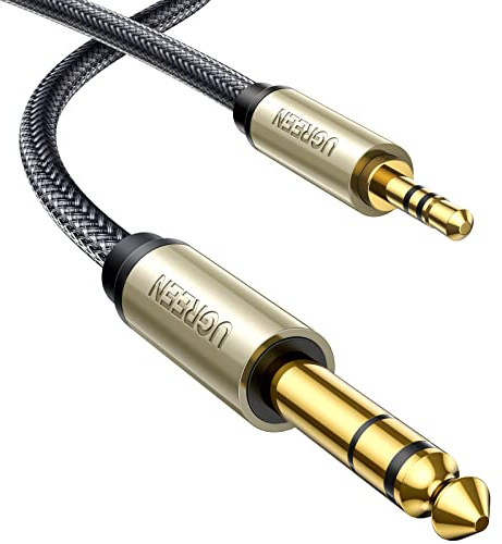 UGREEN 3.5mm Klinke auf 6.35mm Klinke Kabel Aux Adapter Stereo Audio Kabel Digital Interface Instrument Kabel Unterstützt für Gitarre, Mischpult, Mikrofon, Recorder, Mixer, Verstärker usw. (3M)