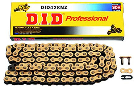 D.I.D 428NZGBX128FB Open Chain with Spring Link, Gold/Black