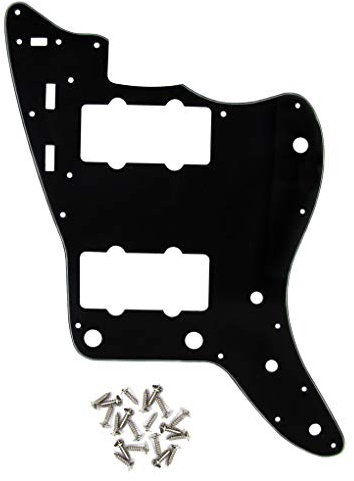 IKN Gitarrenteile Pickguard Scratch Plate Fit American Made Vintage JM Style Gitarrenschild, 3-lagig Schwarz/Weiß/Schwarz