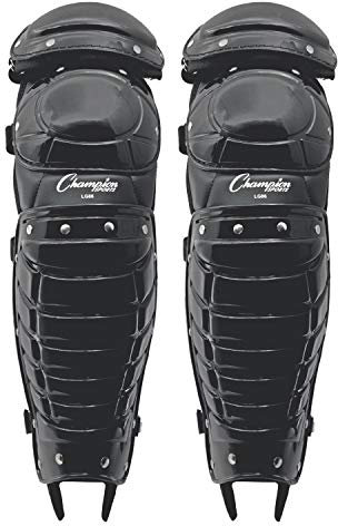 Champion Sports Umpire Beinschützer: Doppelter Knie-Schienbeinschutz mit Flügeln für Baseball und Softball, 41,9 cm, Schienbeinschoner für Erwachsene, Schwarz