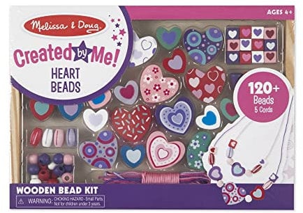 Melissa & Doug Holzperlen Set Süße Herzen | Holzperlen zum Auffädeln | Kinder Modeschmuck Bastelset ab 5 Jahren | Armband Bastelset für Mädchen oder Jungen | Geschenk für Mädchen ab 4 Jahren