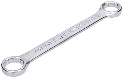 SW-Stahl 01311L Doppelringschlüssel 17 x 19 mm, Flach, 12-kant Profil | Gerader Ringschraubenschlüssel aus Chrom-Vanadium, nach DIN 837 / ISO 1085 gefertigt, 189 mm Länge, schmales Wellenprofil