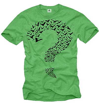 MAKAYA Lustige Tshirts Geschenke Thoery T-Shirt für Männer Riddler - Fragezeichen Grün Größe S-XXL