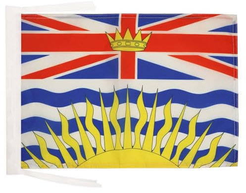 AZ FLAG - Drapeau Colombie-Britannique - 45x30 cm - Pavillon Canadien - Canada 100% Polyester Avec Deux Cordelettes - 20g