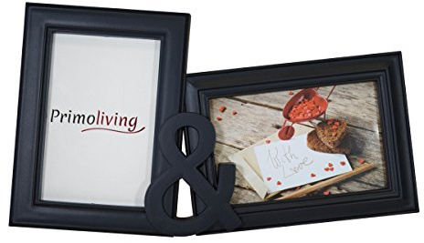 PrimoLiving Partner 2er Bilderrahmen 3D Optik Bildergalerie mit Glasscheiben Schwarz P-615