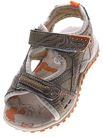 Kinder Sandalette Klettverschluss Leder Innensohle Schuhe Khaki Sandalen Junge Mädchen Gr. 29