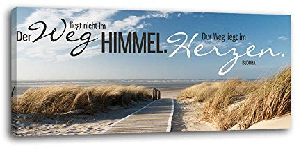 dalinda® XXL-Wandbild Leinwandbild mit Spruch Weg im Herzen... 100x40cm Keilrahmenbild Kunstdruck Wandbild Panorama Leinwandbild LS035