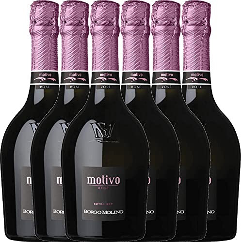 VINELLO 6er Weinpaket Italien - Motivo Rosé extra dry - Borgo Molino mit VINELLO.weinausgießer | 6 x 0,75 Liter