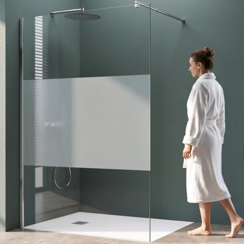 Mai & Mai Duschwand für Dusche Duschabtrennung 110x200cm Walk-In Dusche | Duschtrennwand 8mm ESG-Sicherheitsglas NANO Milchglas BRAM1 Bremen01MS