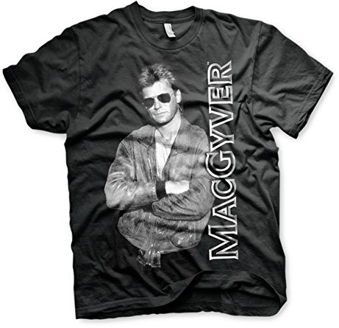 MacGyver Offizielles Lizenzprodukt Cool T-Shirt (Schwarz)