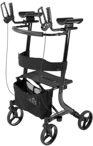 Folding Upright Forearm rollator Wheeled Walking Frame with Brakes and seat