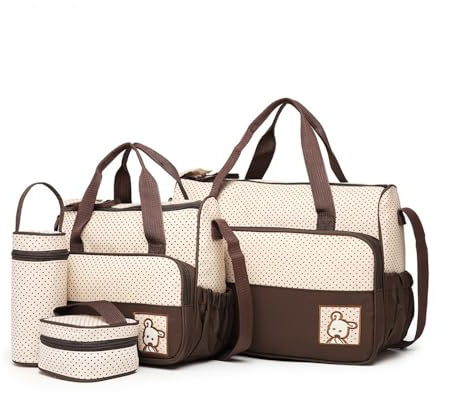 just4baby Wickeltaschen-Set, 5-teilig, Braun