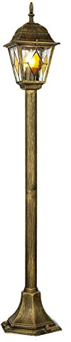 Licht-Erlebnisse Edle Standleuchte Stehlampe in antik-gold Tiffany-Glas Hoflampe Außenleuchte Gartenleuchte 8185 IP43