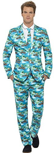 Smiffys Aloha! Anzug, mit Jacke, Hose und Krawatte