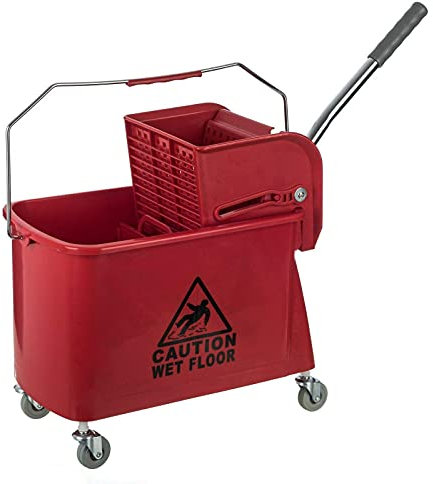 Professional Kentucky Mop Bucket and Wringer Yellow Red Blue 20 28 & 35 Litre (Red, 20 Litre)