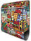 banjado® Design Briefkasten mit Funky Town 38,5x46,5x13cm & 2 Schlüssel - Briefkasten Stahl Silber mit Zeitungsfach pulverbeschichtet - Postkasten A4 Einwurf inkl. Montagematerial