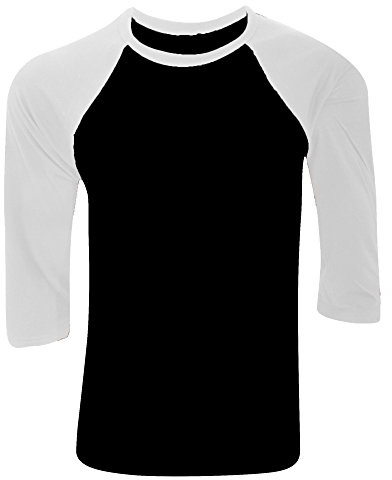Canvas Mens 3/4 Sleeve Baseball T-Shirt (L) (Black/White)