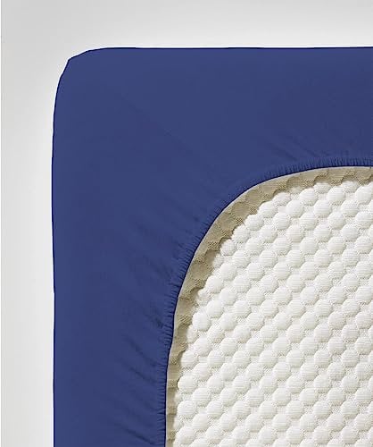 fleuresse Comfort Spannbettlaken (96 % Baumwolle, 4 % Elasthan), mit Rumdumgummizug, Ökotex Standard 100, für Matratzen bis 26 cm Höhe, 90 - 100 x 200 - 220 cm, kobalt-blau