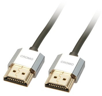 Lindy - Cavo HDMI 2.0 CROMO Slim 2 Metri, Cavetto High Speed 4k 60Hz 18G 3D 1080p HDCP 2.2 HDR Certificato ARC, CEC, ATC, Compatibile con TV, Monitor, Xbox, PS4, PS5, Blu-ray, Soundbar con Ethernet