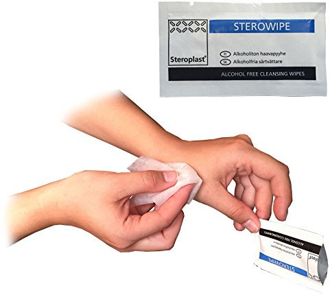 Steroplast Lot de 250 lingettes nettoyantes antibactériennes sans sans Alcool stériles homologuées NHS