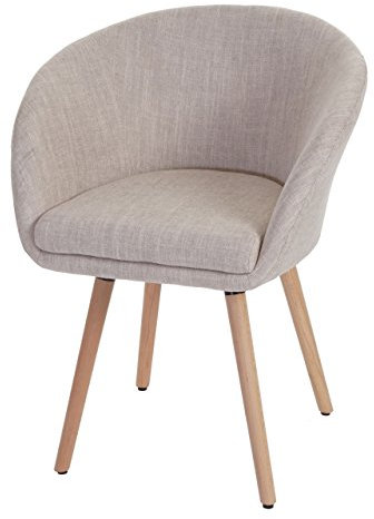 Mendler Esszimmerstuhl Malmö T633, Stuhl Küchenstuhl, Retro 50er Jahre Design - Textil, Creme/grau