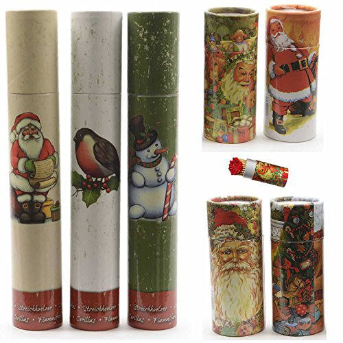 LS-LebenStil XL 120 Streichhölzer 10cm lang Xmas 2er-Set im Weihnachts-Köcher Zündhölzer Weihnachten 2 große Streichholzschachteln für Kerzenständer Kamin Zigarren Adventskranz Christbaum