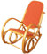 Mendler Schaukelstuhl M41, Schwingsessel Fernsehsessel, Massiv-Holz - Eiche-Optik, Stoff/Textil orange