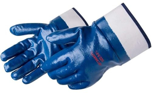 Liberty Glove & Safety 9460SP Fully Coated Nitrile Gloves with 2-1/2 Safety Cuff, Jersey Lined, Abrasion-Resistant Grip, Industrial Work Gloves | Blue, Large, Pack of 12