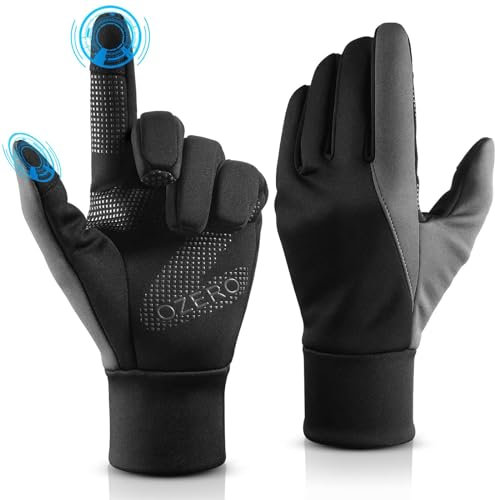 OZERO Damen Wasserdicht Thermohandschuhe, Touchscreen Winterhandschuhe Fahrhandschuhe Fahrradhandschuhe Laufhandschuhe Schwarz