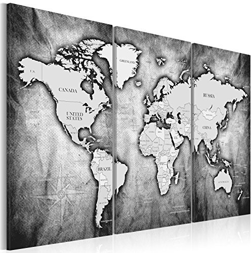 murando - Bilder Weltkarte 120x80 cm Vlies Leinwandbild 3 Teilig Kunstdruck modern Wandbilder XXL Wanddekoration Design Wand Bild - Karte k-A-0067-b-d