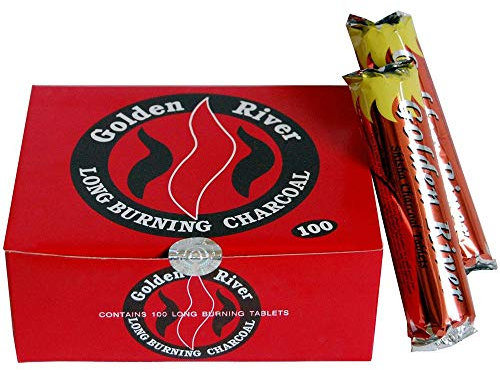 GOLDEN RIVER - Carbón para pipa de agua (caja con 100 piezas de 33 mm)
