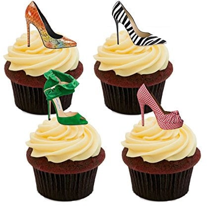 Made4You Designer Shoes Edible Cupcake Toppers - Stand-up Wafer Cake Decorations (Pack of 24)