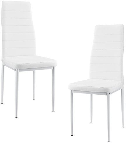 [en.casa] Esszimmerstuhl 2er Set Stuhl mit Kunstleder Polster Lehnstuhl für Esszimmer Wohnzimmer Küche Weiß